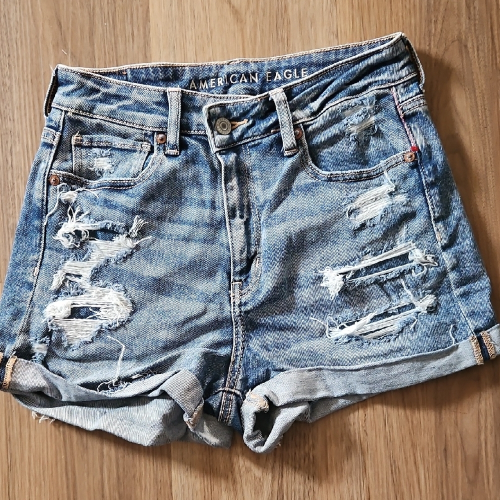 American Eagle Outfitters Ripped Blue Jean Shorts